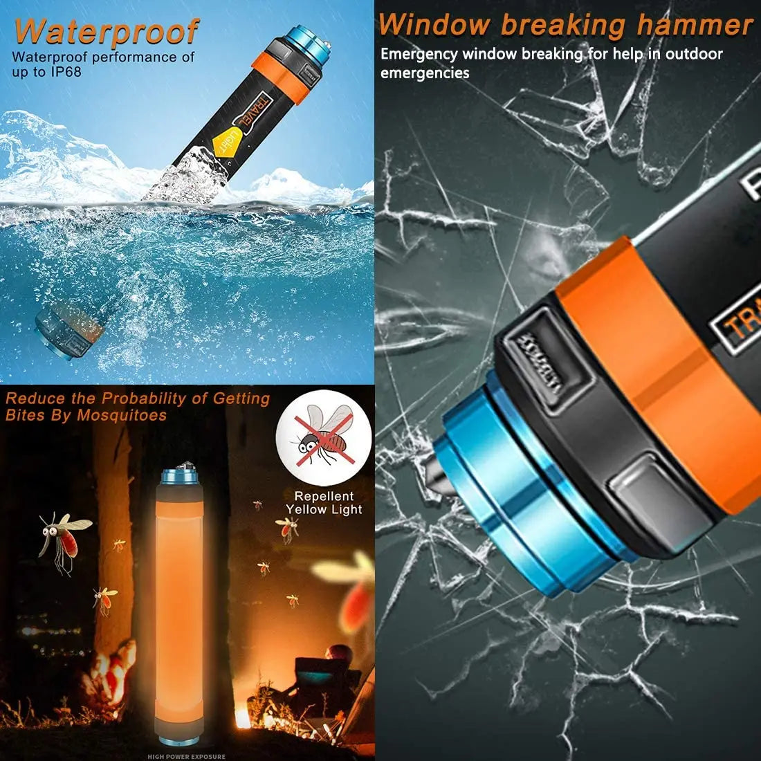 ZK30 USB Rechargeable IP68 Waterproof LED Camp Light Emergency Camp Portable Lantern Flashlight Multi-Functional Magnetic Lamp