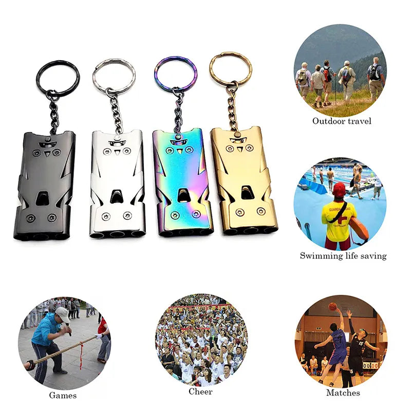 1 Pcs Double Pipe Whistle Pendant Keychain High Decibel Outdoor Survival Emergency Whistle Camping Tool Multifunction Whistle