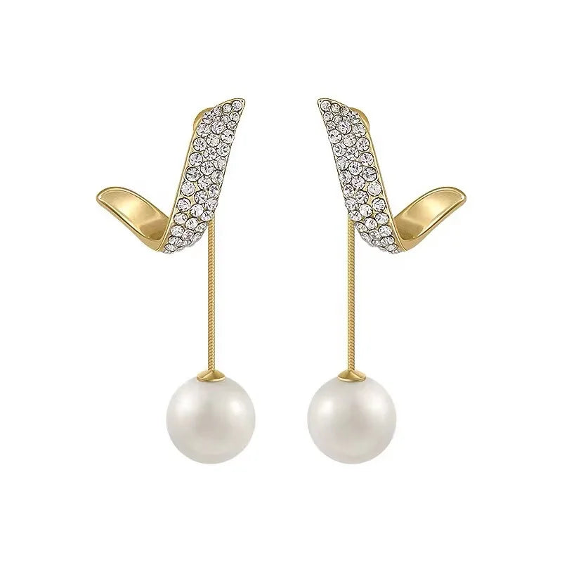 2021 New Fashion Korean Trendy Elegant  Oversized White Pearl Drop Earrings for Women Zircon Wedding Earrings Jewelry Gift