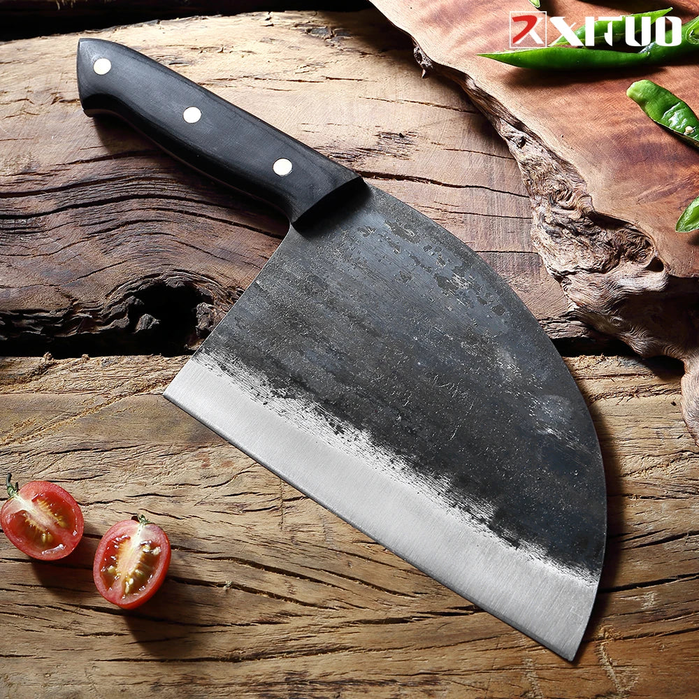 XITUO Full Tang Chef Knife Handmade Forged High-carbon Clad Steel Kitchen Knives Cleaver Filleting Slicing Broad Butcher knife