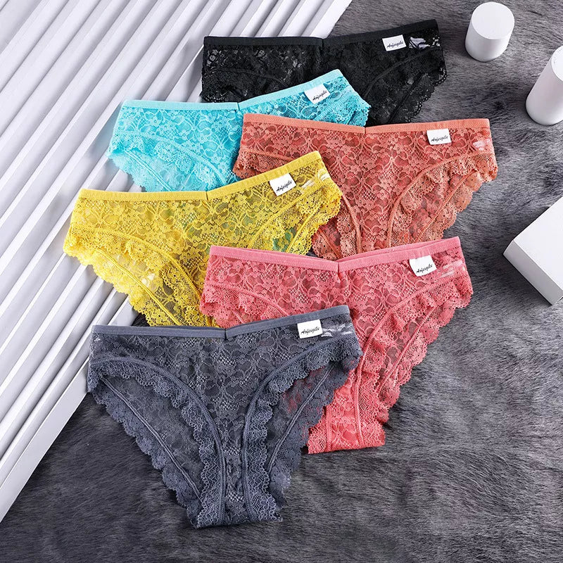 3PCS/Set Lingerie Sexy Women Lace Panties Underwear Female Underpants 6 Solid Color Soft Woman Briefs Intimates