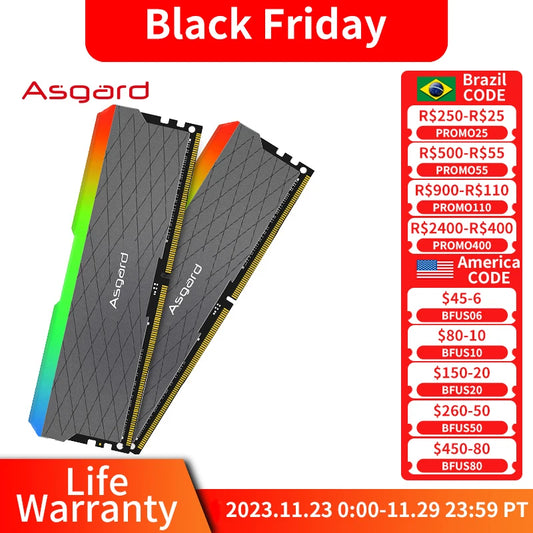 Asgard W2 series RGB RAM ddr4 8GBx2 16GBx2 3200MHz PC4-25600 1.35V dual channel stunning desktop memory ram